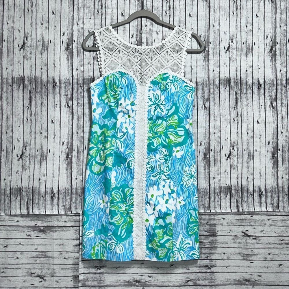 Lilly Pulitzer Sofia Lace Shift Dress Wave Rider